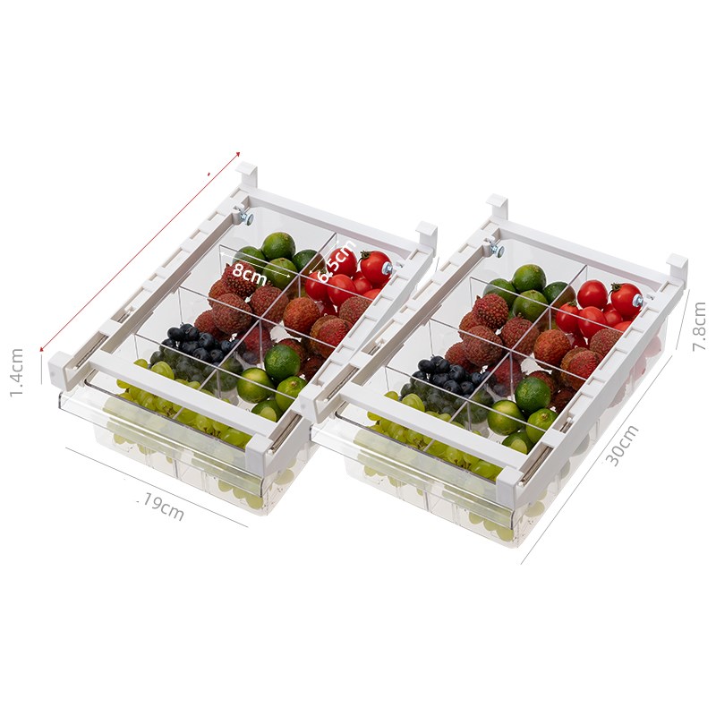 Adjustable Refrigerator Storage Rack With Pull-Out Drawer Organizer