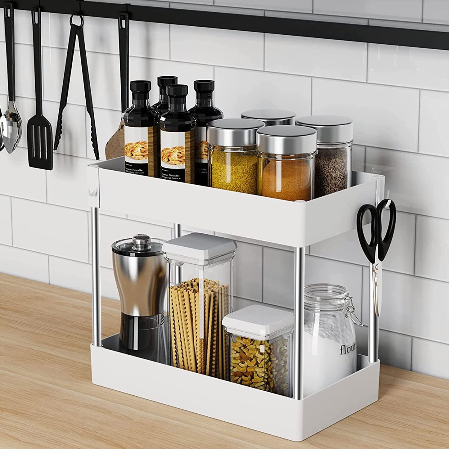 Under Sink Storage Organizer With Two Tier Drawer Shelf