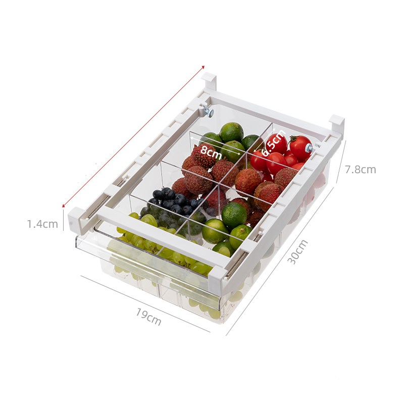 Adjustable Refrigerator Storage Rack With Pull-Out Drawer Organizer
