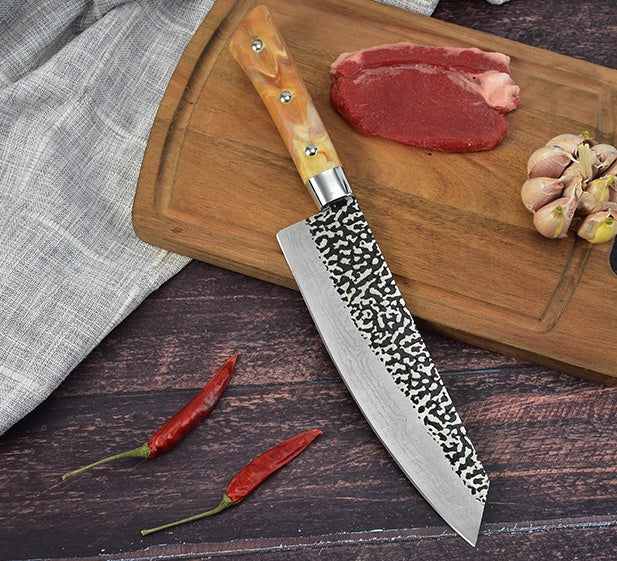 Stainless Chef Knife With Marbled Handle For Meat Slicing