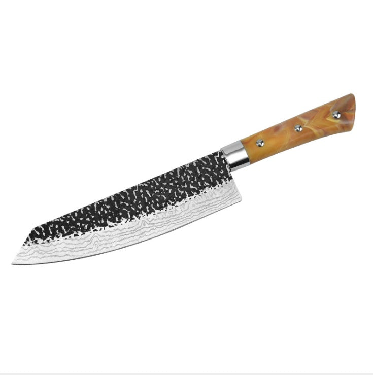 Stainless Chef Knife With Marbled Handle For Meat Slicing