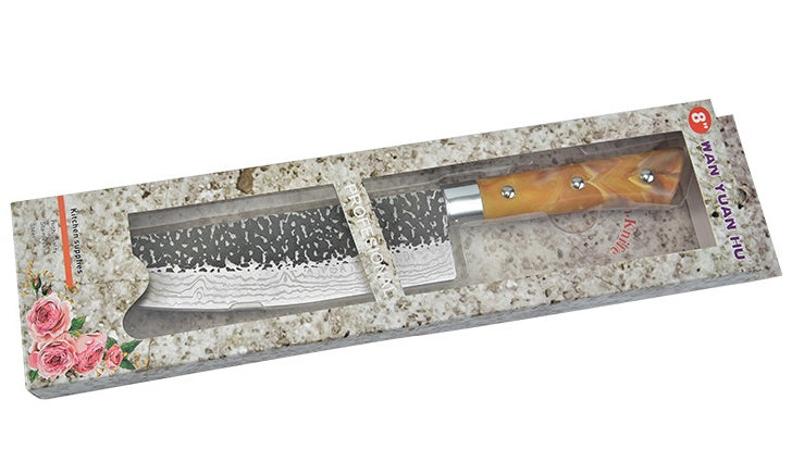 Stainless Chef Knife With Marbled Handle For Meat Slicing