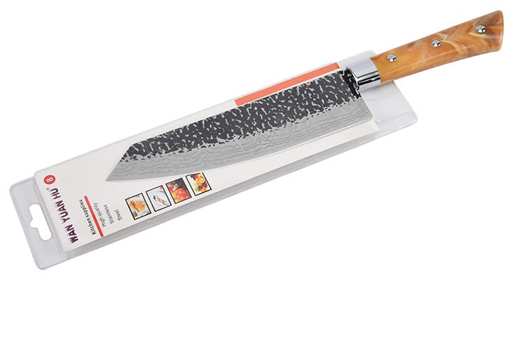 Stainless Chef Knife With Marbled Handle For Meat Slicing