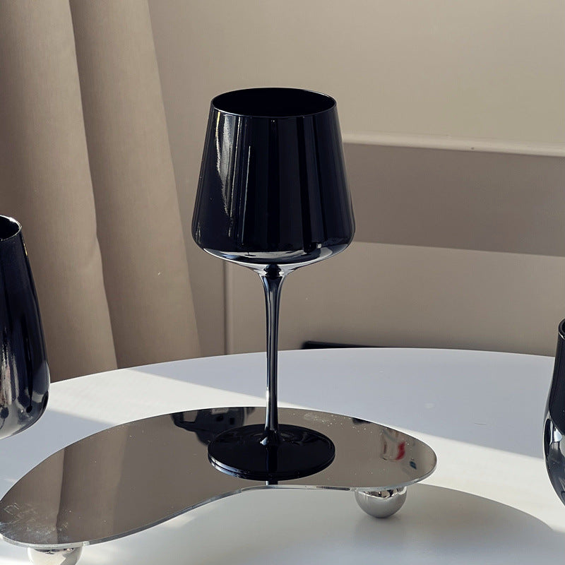 Black Porcelain Crystal Goblet For Elegant Beverage Serving