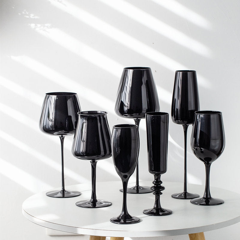Black Porcelain Crystal Goblet For Elegant Beverage Serving