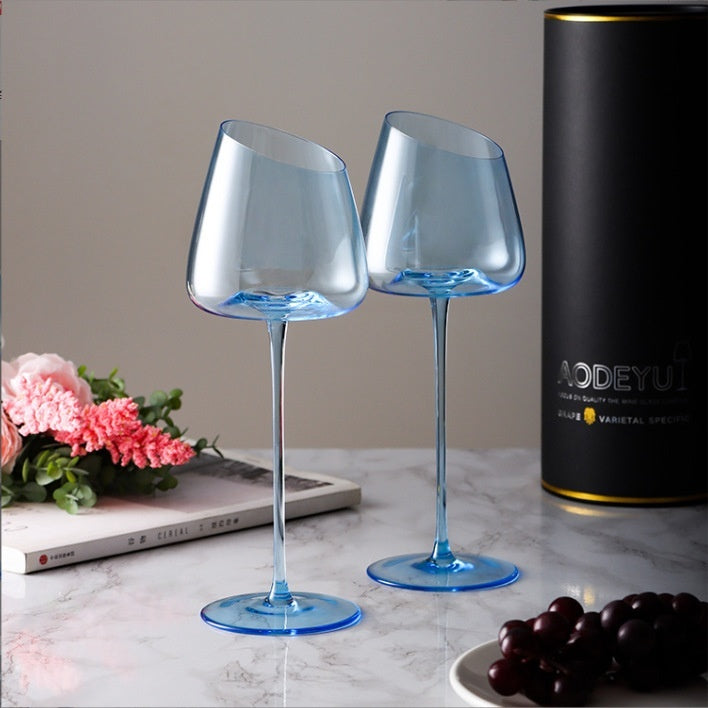 Klein Blue Crystal Glass Goblet Red Grape Wine Glass