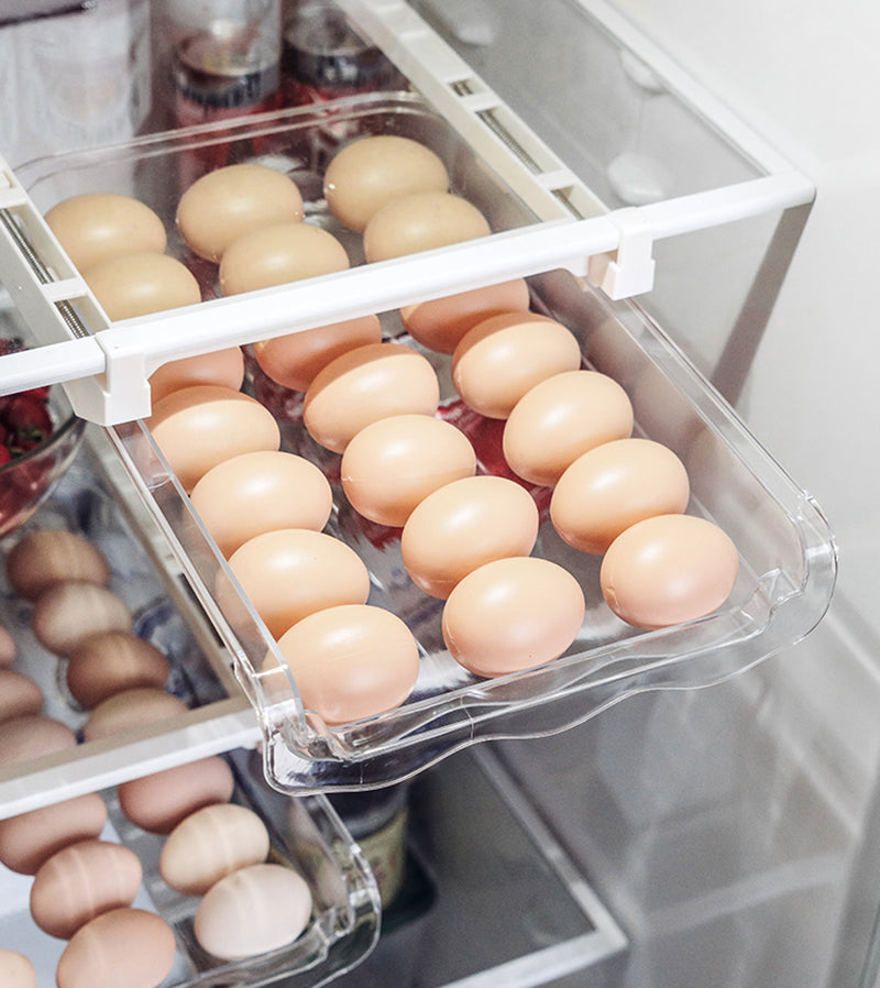 Adjustable Refrigerator Storage Rack With Pull-Out Drawer Organizer
