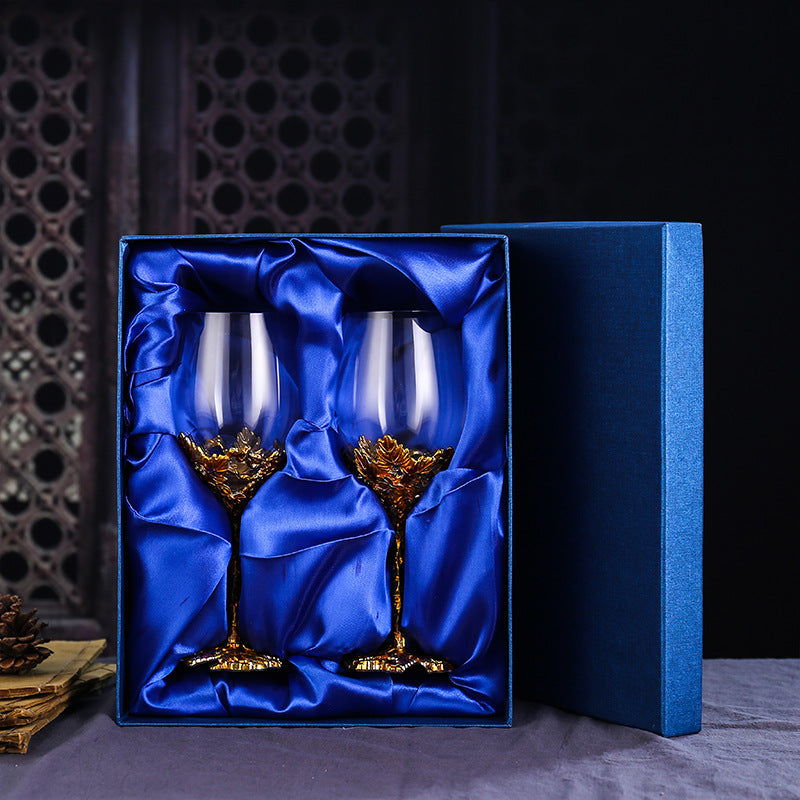 Enamel Glass Decanter Set With Crystal Serving Glasses