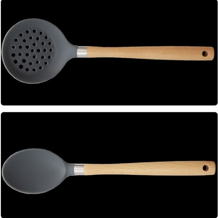 Wooden Handle Silicone Kitchen Utensils Set