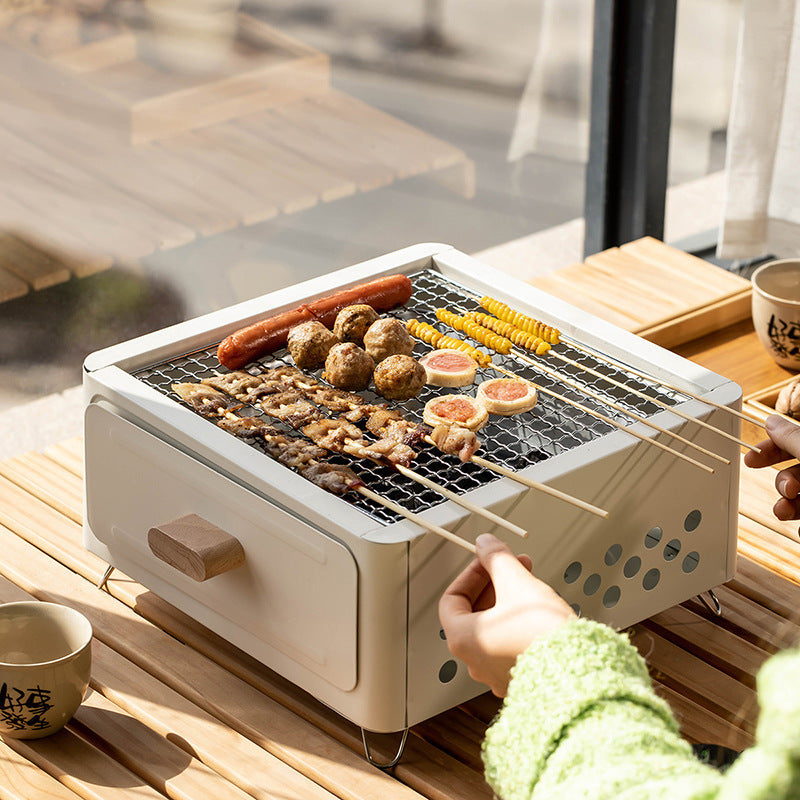 Square Outdoor Charcoal Barbecue Grill For Courtyard Cooking