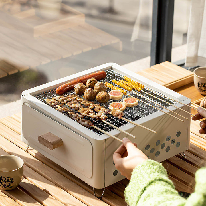 Square Outdoor Charcoal Barbecue Grill For Courtyard Cooking