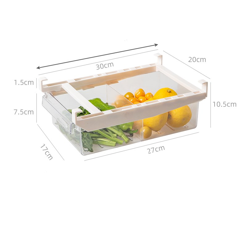 Adjustable Refrigerator Storage Rack With Pull-Out Drawer Organizer
