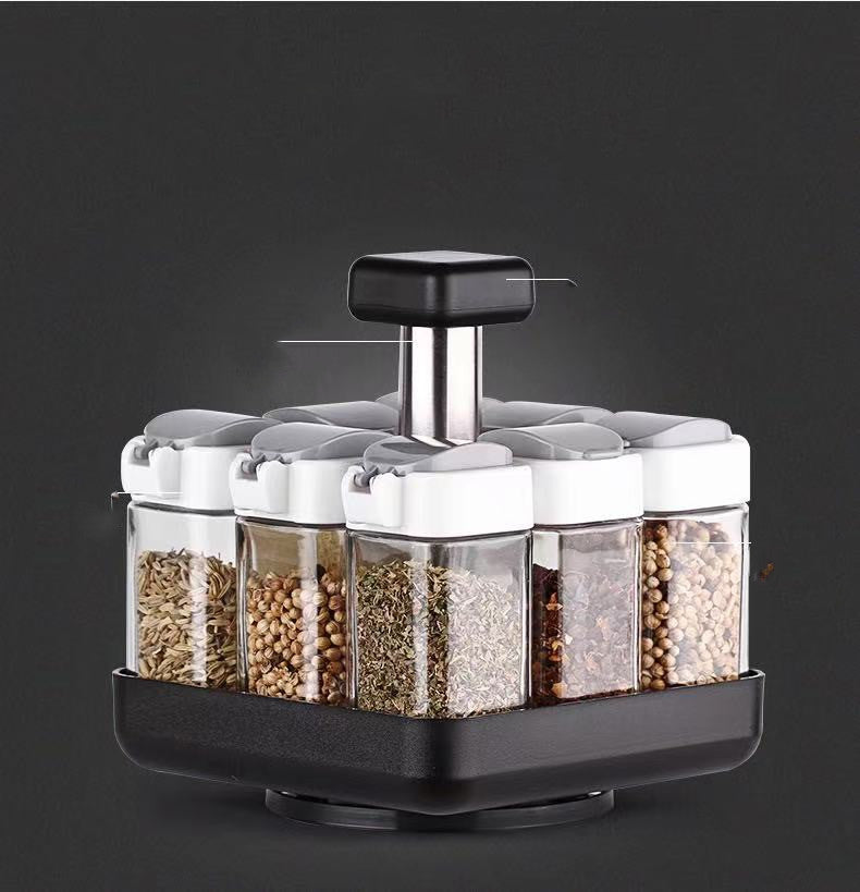 Glass Spice Jar Organizer For Kitchen Seasoning Storage