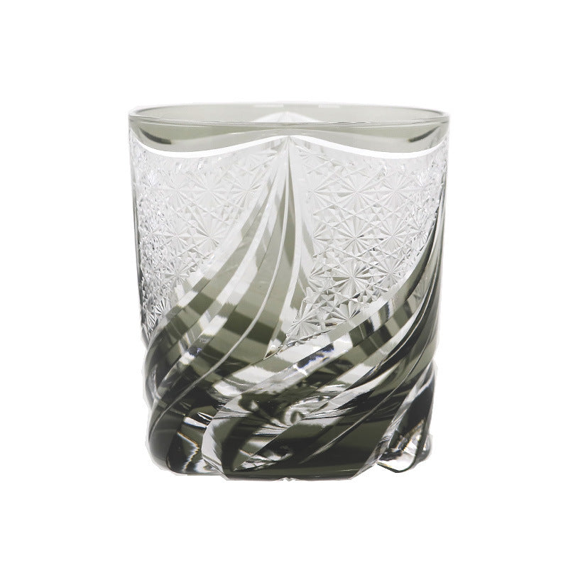 Hand Carved Crystal Tumbler Glass For Elegant Beverage Serving