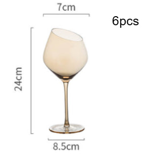 Elegant Crystal Goblet With Oblique Rim For Home Beverages