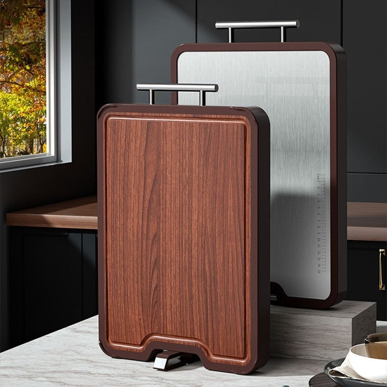 Double Sided Stainless Steel Ebony Cutting Board Antibacterial Mildewproof