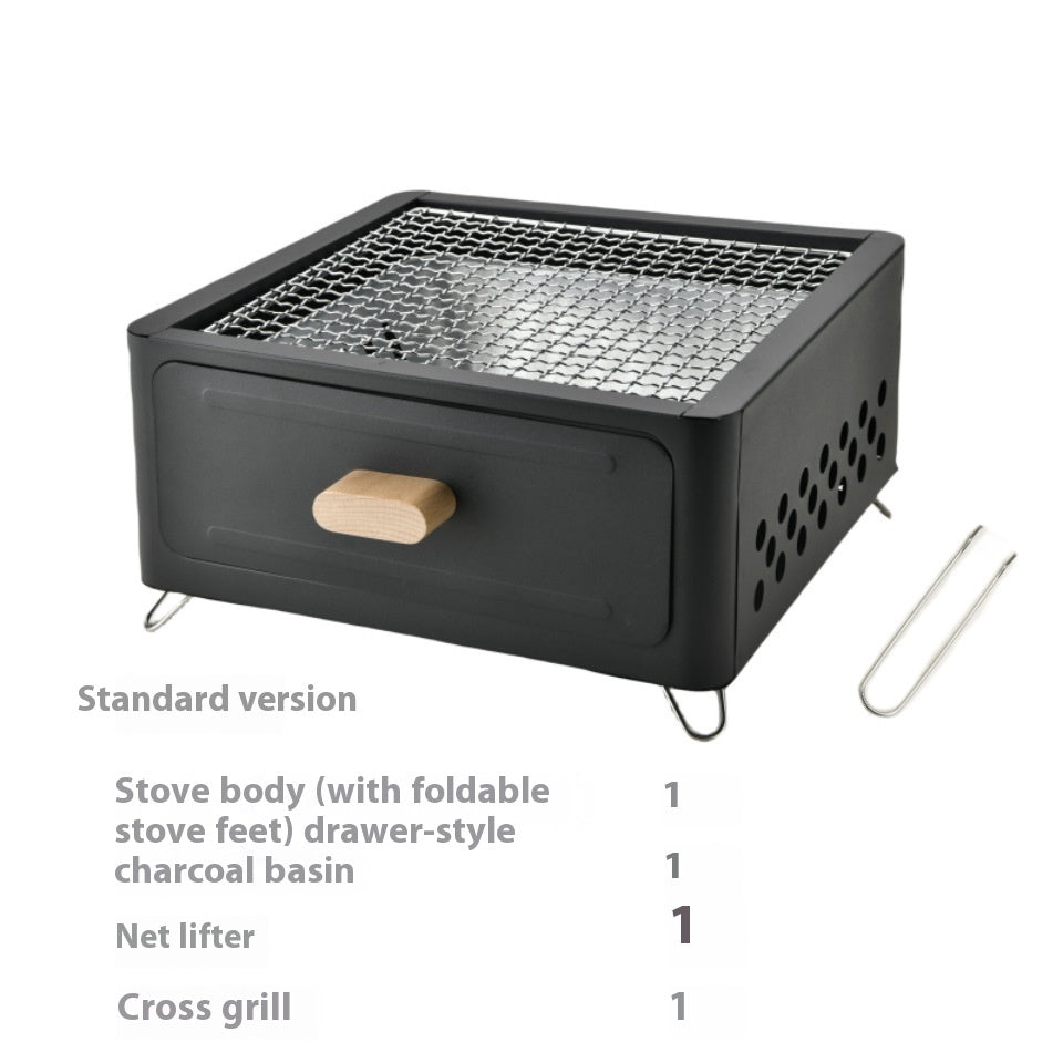 Square Outdoor Charcoal Barbecue Grill For Courtyard Cooking