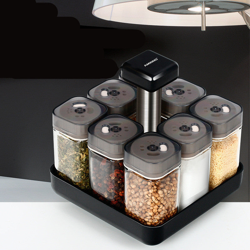 Glass Spice Jar Organizer For Kitchen Seasoning Storage