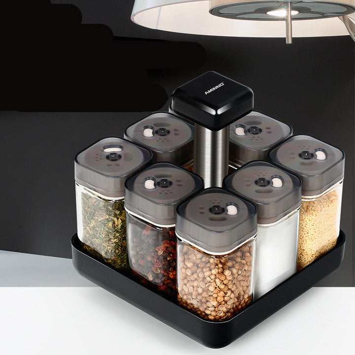 Glass Spice Jar Organizer For Kitchen Seasoning Storage