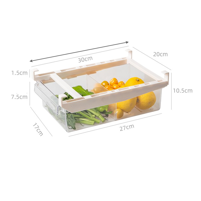 Adjustable Refrigerator Storage Rack With Pull-Out Drawer Organizer