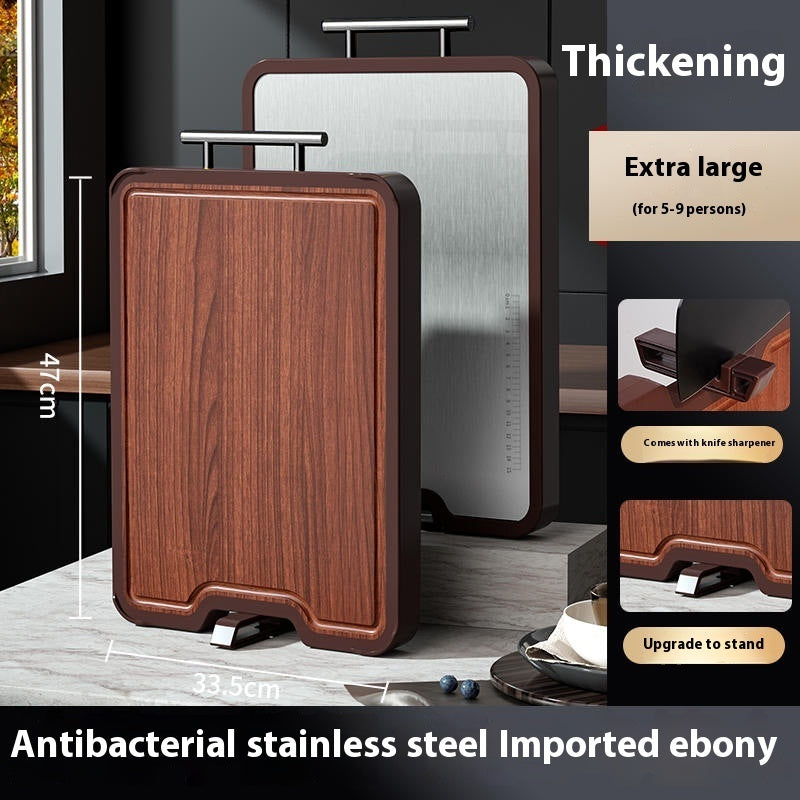 Double Sided Stainless Steel Ebony Cutting Board Antibacterial Mildewproof