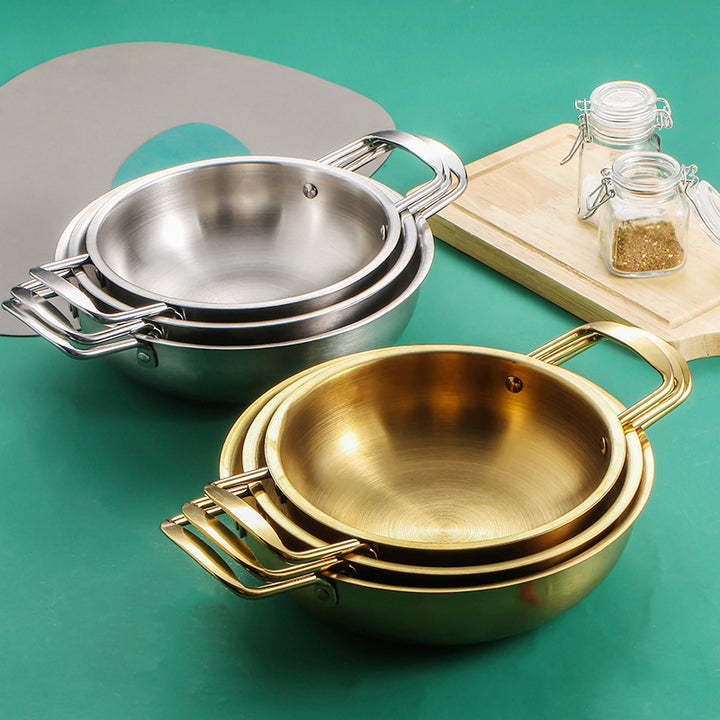 Stainless Steel Thickened Double Handle Griddle Ramen Cooking Pan