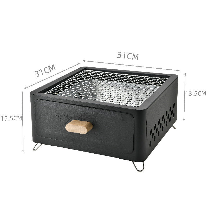 Square Outdoor Charcoal Barbecue Grill For Courtyard Cooking