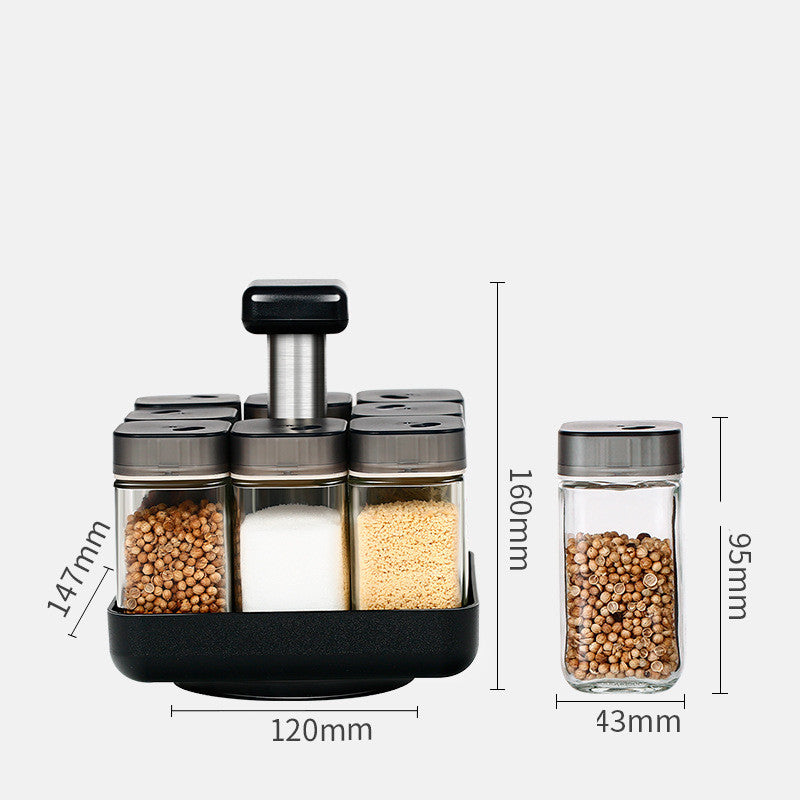 Glass Spice Jar Organizer For Kitchen Seasoning Storage