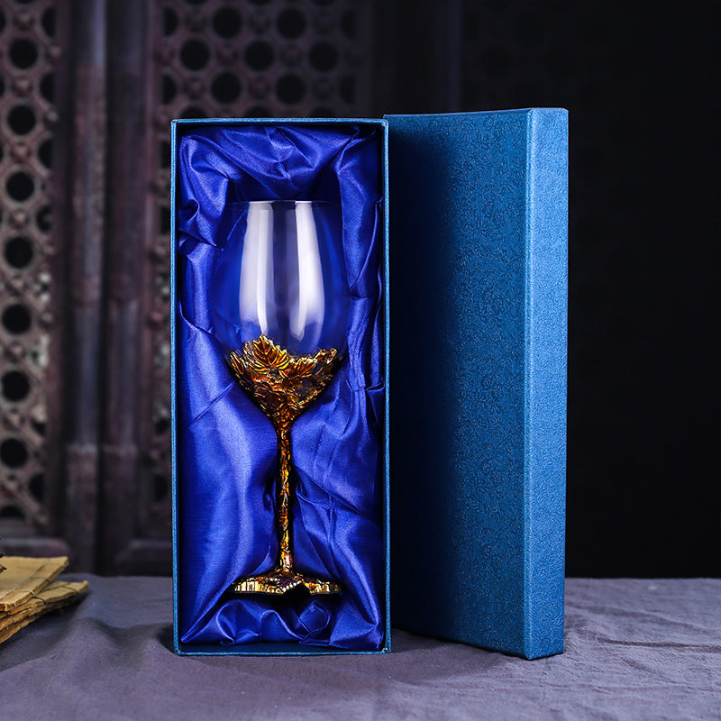 Enamel Glass Decanter Set With Crystal Serving Glasses
