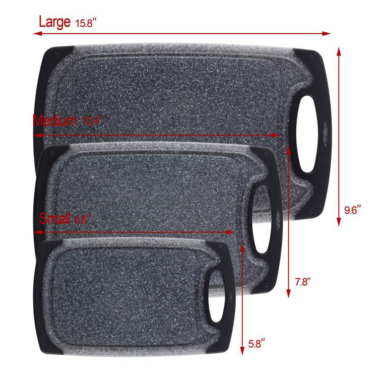 Imitation Marble Plastic Cutting Board Set Three Piece Hangable Kitchen