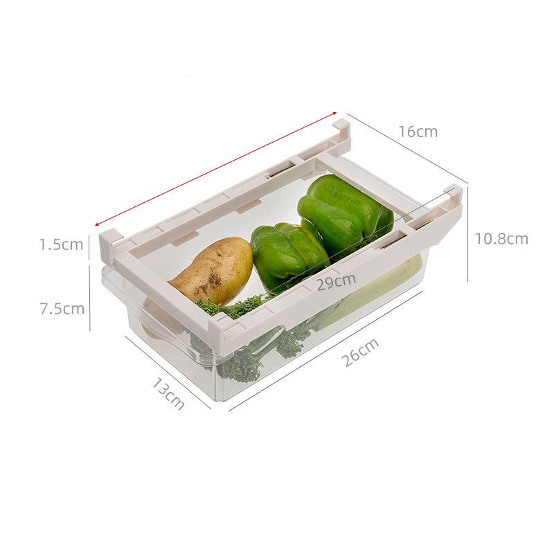 Adjustable Refrigerator Storage Rack With Pull-Out Drawer Organizer