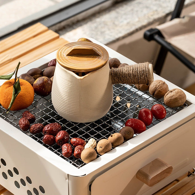 Square Outdoor Charcoal Barbecue Grill For Courtyard Cooking