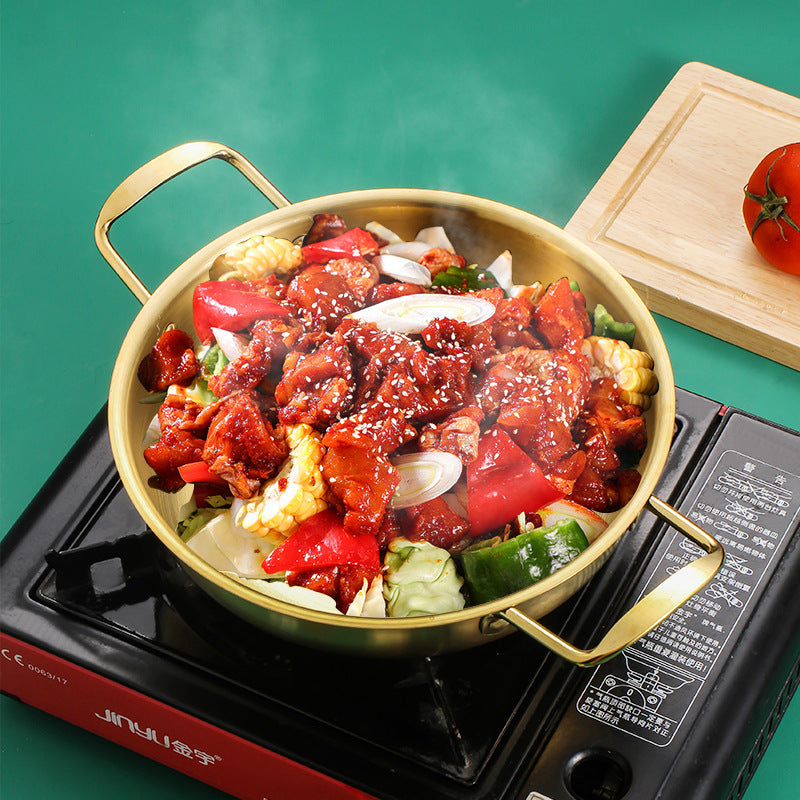 Stainless Steel Thickened Double Handle Griddle Ramen Cooking Pan