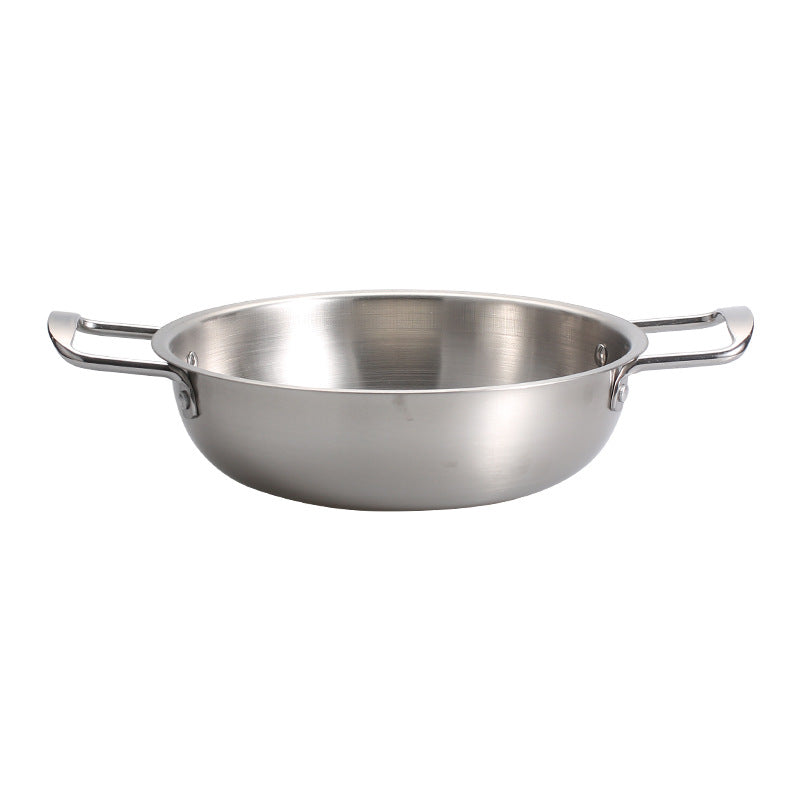 Stainless Steel Thickened Double Handle Griddle Ramen Cooking Pan