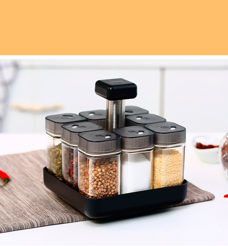 Glass Spice Jar Organizer For Kitchen Seasoning Storage