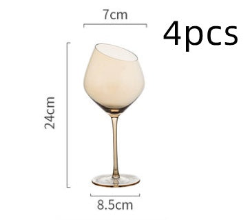 Elegant Crystal Goblet With Oblique Rim For Home Beverages