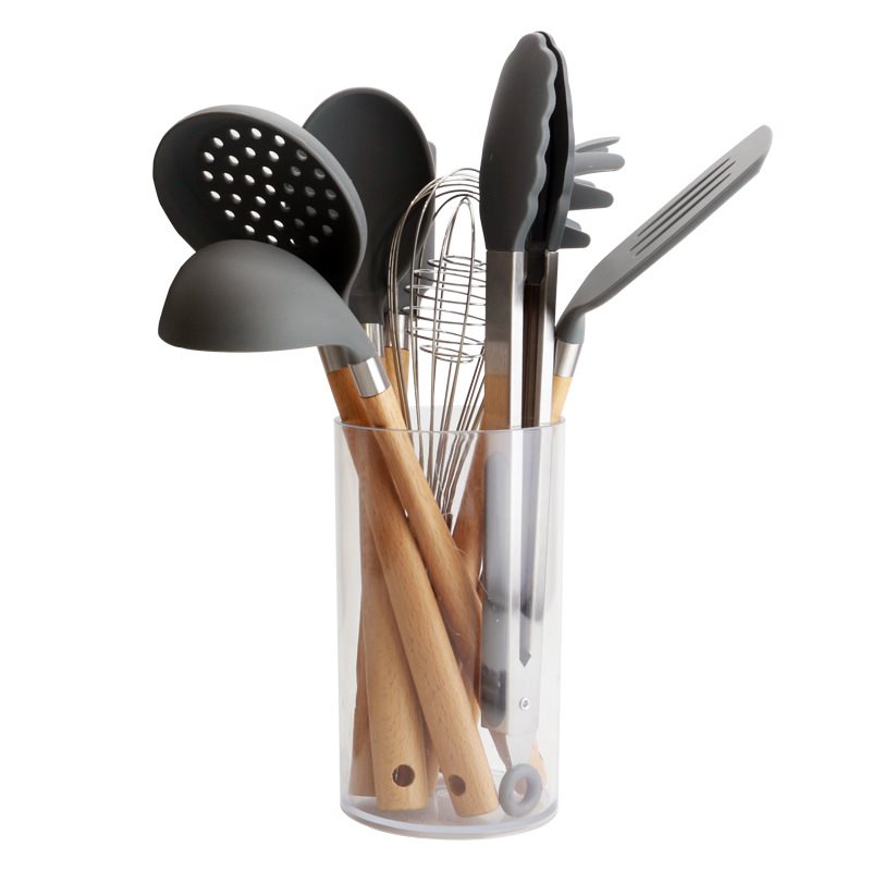 Wooden Handle Silicone Kitchen Utensils Set