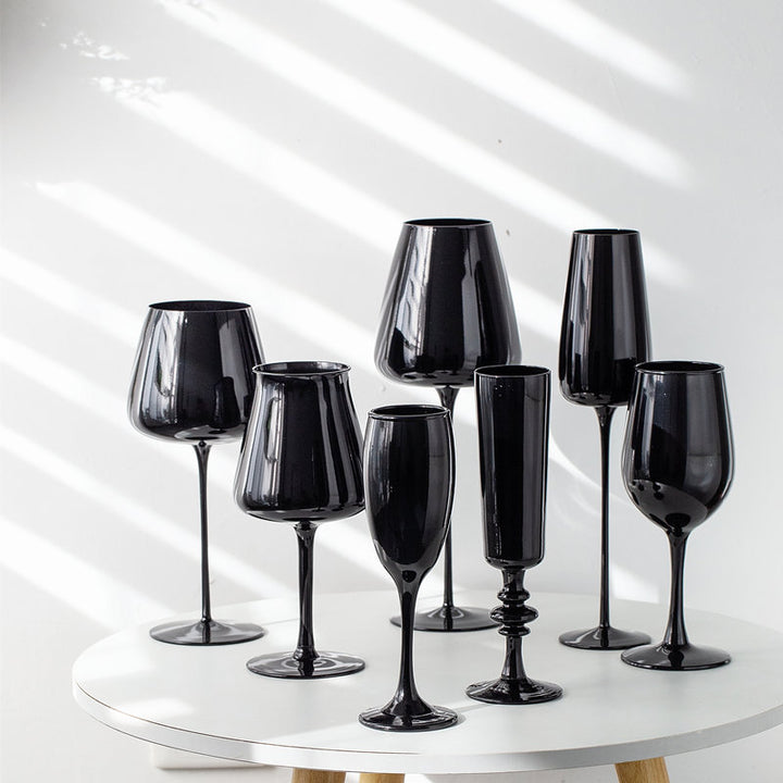 Black Porcelain Crystal Goblet For Elegant Beverage Serving