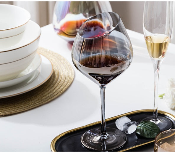 Elegant Crystal Goblet With Oblique Rim For Home Beverages