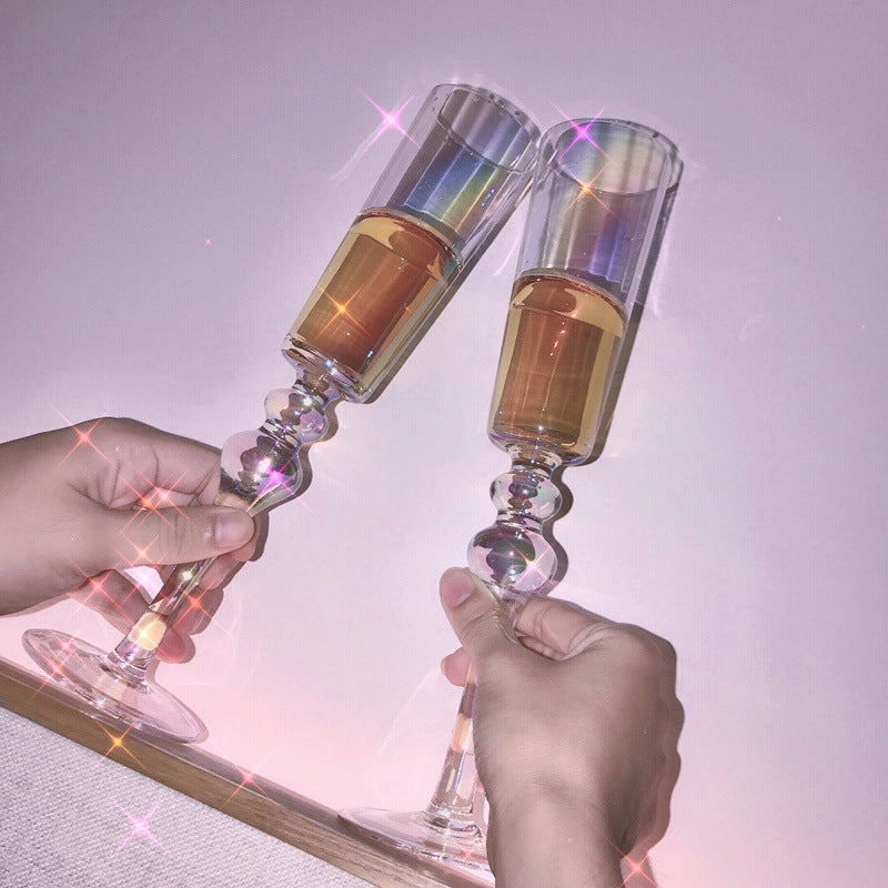 Rainbow Crystal Champagne Goblet For Elegant Beverage Serving
