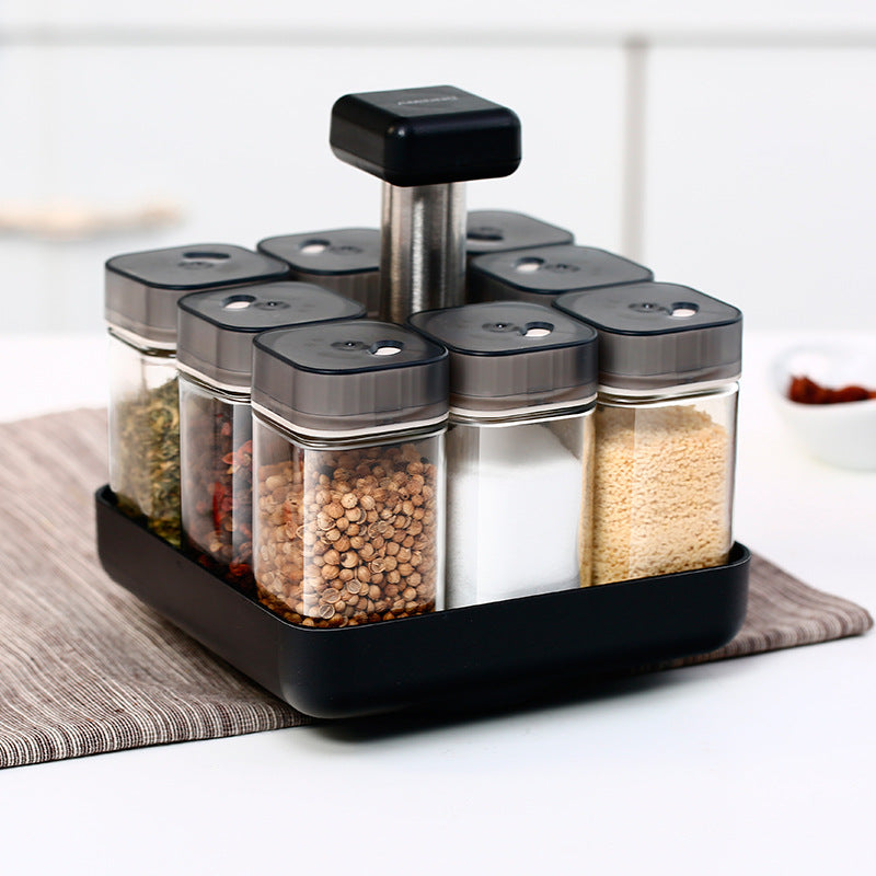 Glass Spice Jar Organizer For Kitchen Seasoning Storage