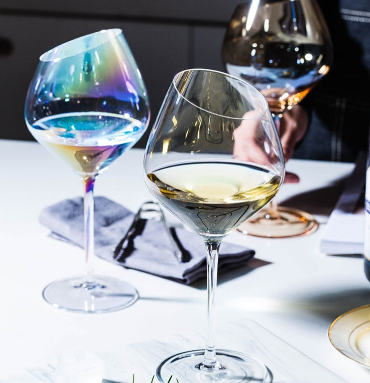 Elegant Crystal Goblet With Oblique Rim For Home Beverages