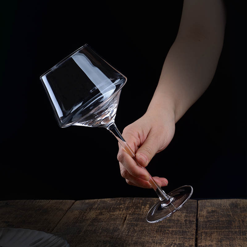 Creative Crystal Glass Goblet With Golden Trim Design
